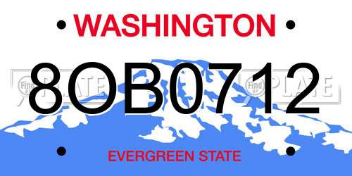 8OB0712 Washington License Plate