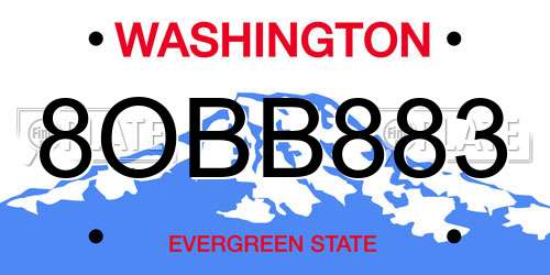 8OBB883 Washington License Plate