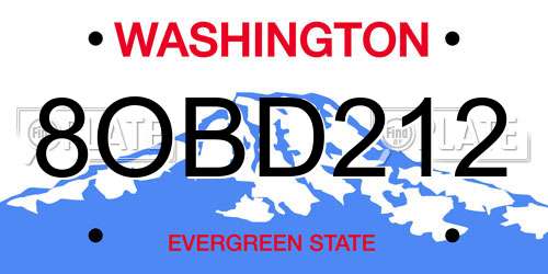 8OBD212 Washington License Plate