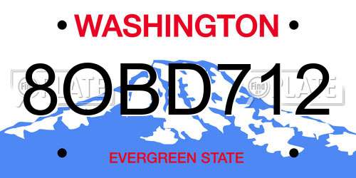 8OBD712 Washington License Plate