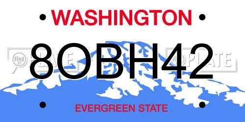 8OBH42 Washington License Plate
