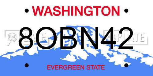 8OBN42 Washington License Plate