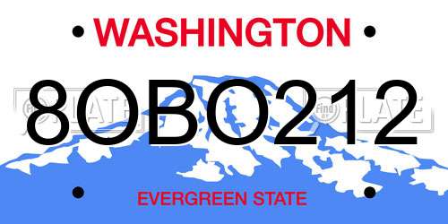 8OBO212 Washington License Plate