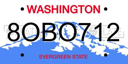8OBO712 Washington License Plate