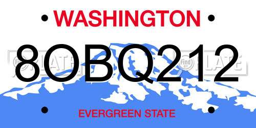 8OBQ212 Washington License Plate