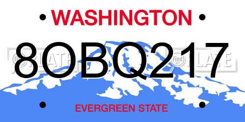 8OBQ217 Washington License Plate