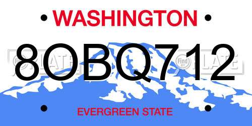 8OBQ712 Washington License Plate