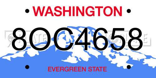 8OC4658 Washington License Plate