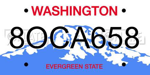 8OCA658 Washington License Plate