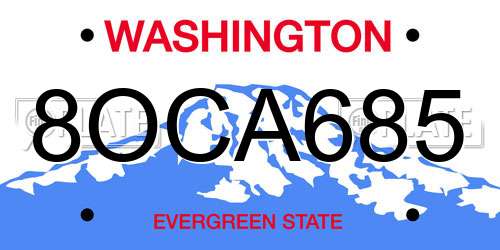 8OCA685 Washington License Plate