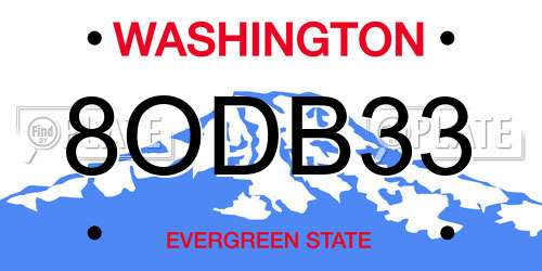 8ODB33 Washington License Plate