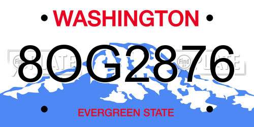 8OG2876 Washington License Plate