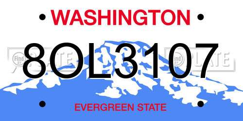 8OL3107 Washington License Plate