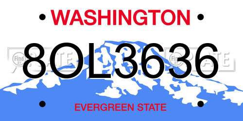 8OL3636 Washington License Plate