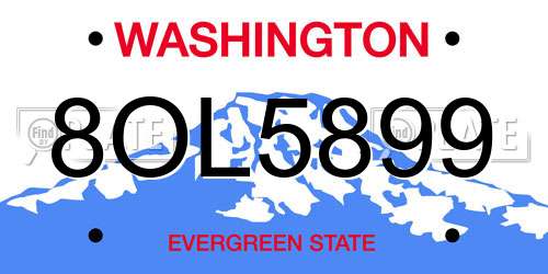 8OL5899 Washington License Plate