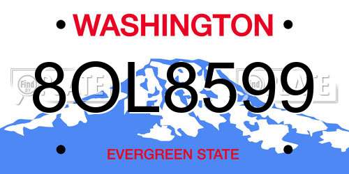 8OL8599 Washington License Plate
