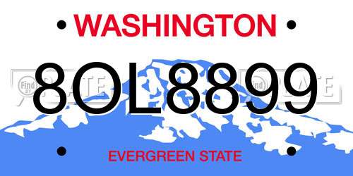 8OL8899 Washington License Plate