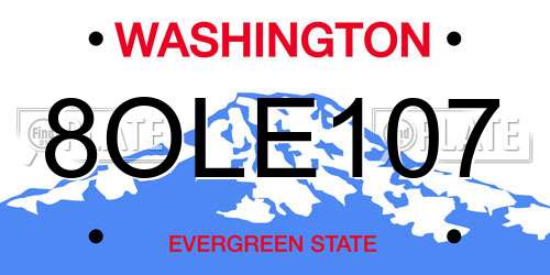 8OLE107 Washington License Plate
