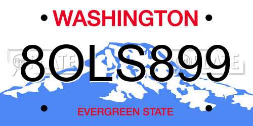 8OLS899 Washington License Plate
