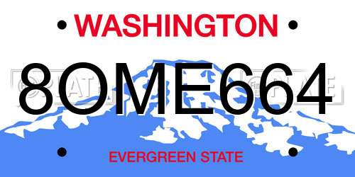 8OME664 Washington License Plate