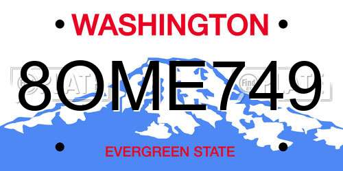 8OME749 Washington License Plate
