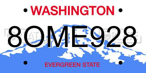 8OME928 Washington License Plate