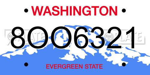 8OO6321 Washington License Plate