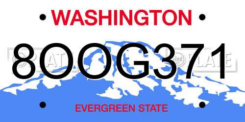 8OOG371 Washington License Plate