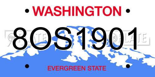 8OS1901 Washington License Plate