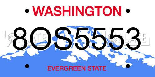 8OS5553 Washington License Plate