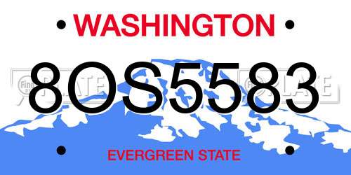 8OS5583 Washington License Plate