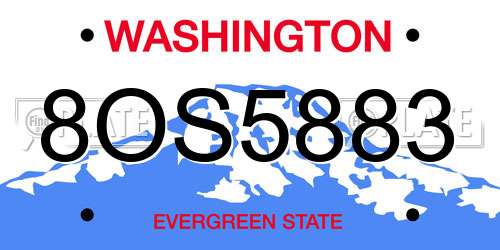 8OS5883 Washington License Plate