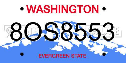 8OS8553 Washington License Plate