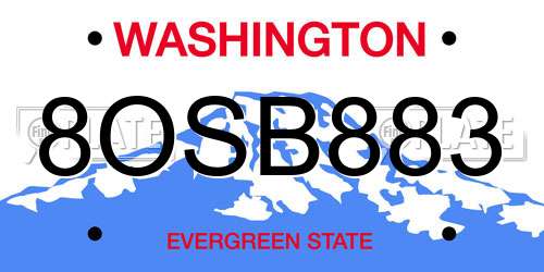 8OSB883 Washington License Plate