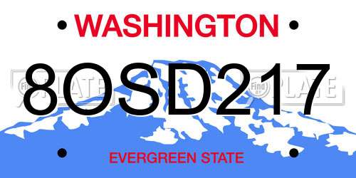 8OSD217 Washington License Plate