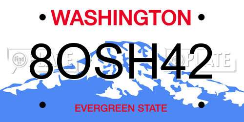 8OSH42 Washington License Plate