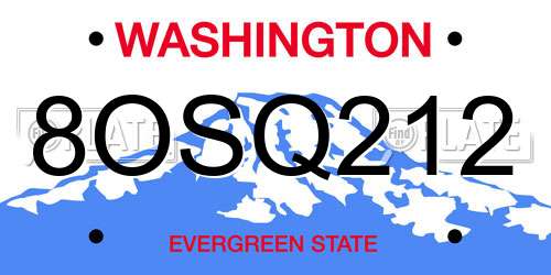 8OSQ212 Washington License Plate