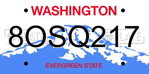 8OSQ217 Washington License Plate