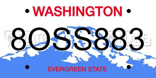 8OSS883 Washington License Plate