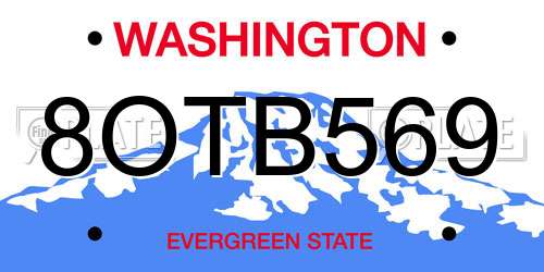 8OTB569 Washington License Plate