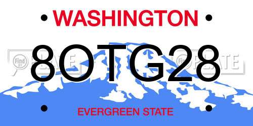 8OTG28 Washington License Plate