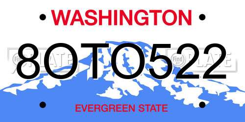 8OTO522 Washington License Plate