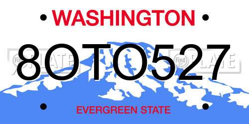 8OTO527 Washington License Plate