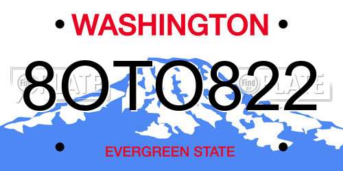 8OTO822 Washington License Plate