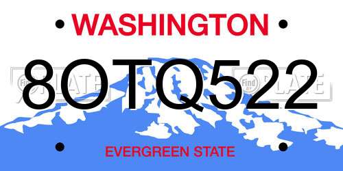 8OTQ522 Washington License Plate