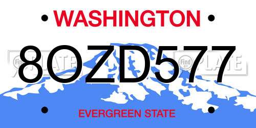 8OZD577 Washington License Plate