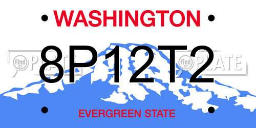 8P12T2 Washington License Plate