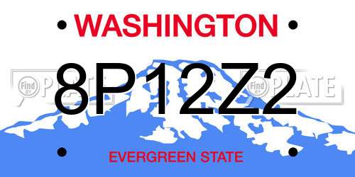 8P12Z2 Washington License Plate