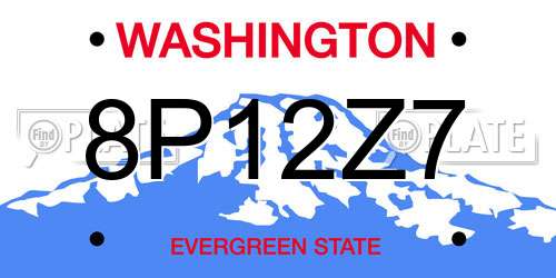 8P12Z7 Washington License Plate
