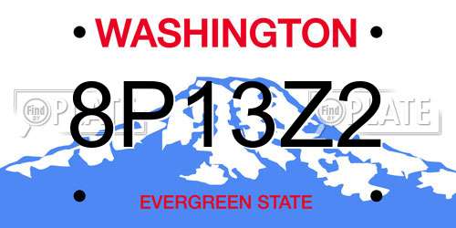 8P13Z2 Washington License Plate